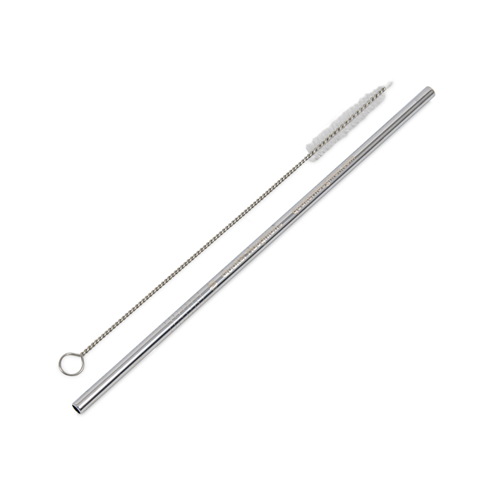 Straight Silver Stainless Steel Straw