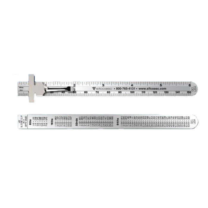SIFCO ASC 6" Pocket Stainless Steel Ruler with Clip